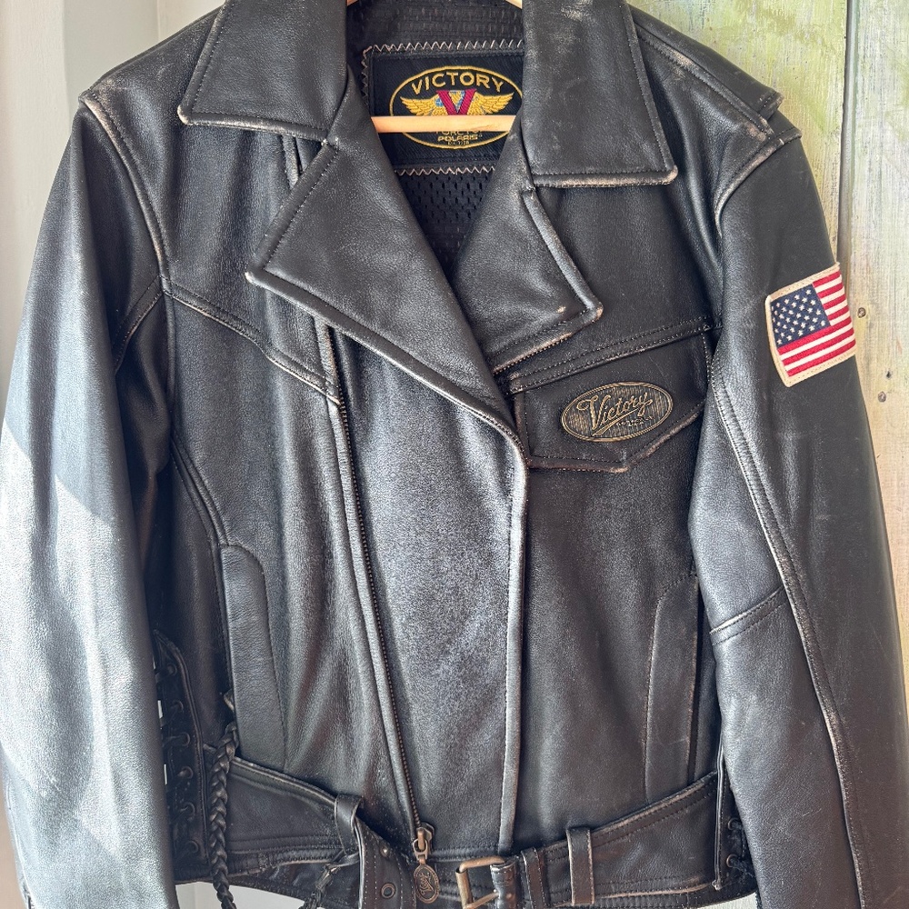 Victory, black leather, riding jacket